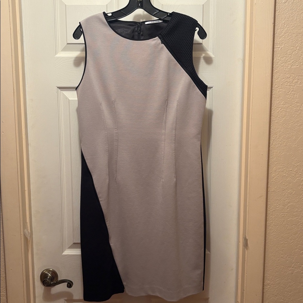 T Tahari Asymmetrical Black and Cream Dress